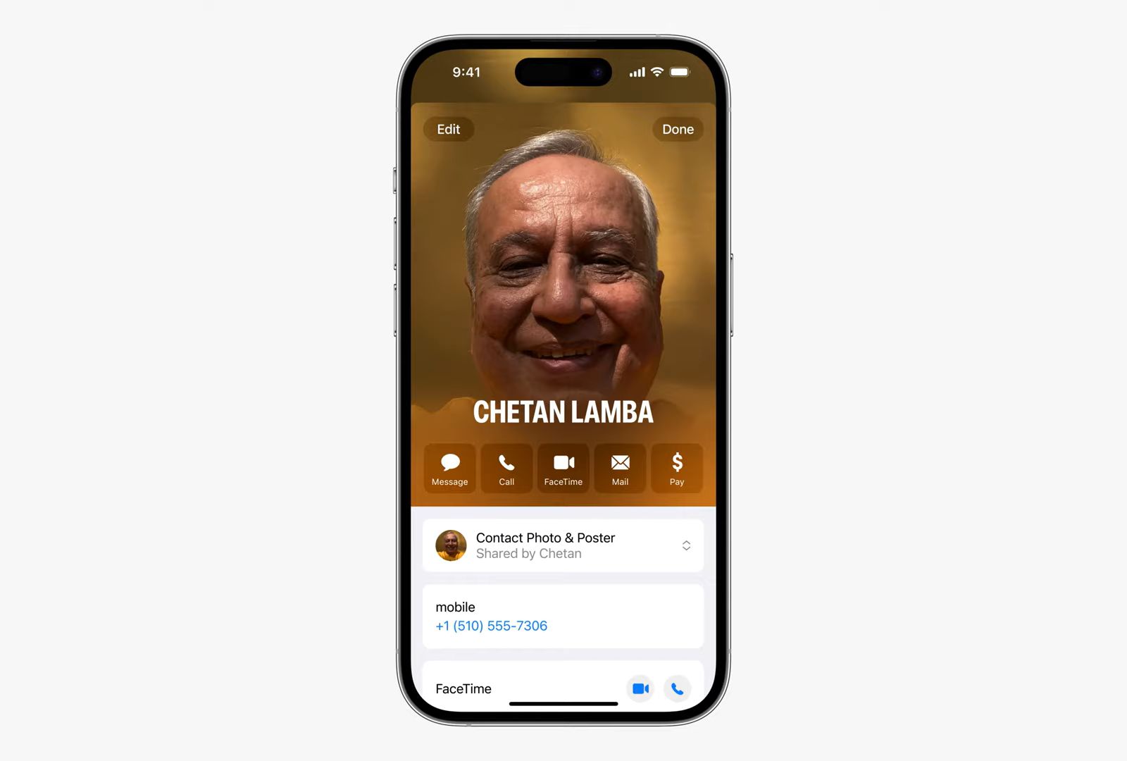 Karta kontaktu z plakatem w iOS 17