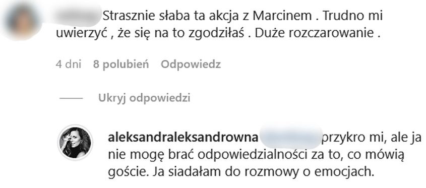 Aleksandra Kwaśniewska odpiera zarzuty o bycie hieną  