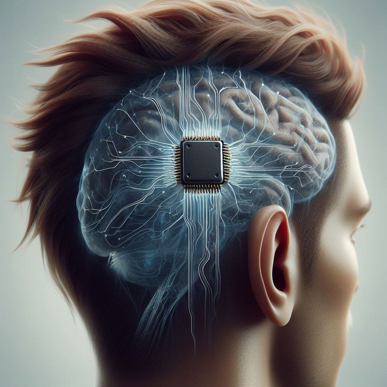 Implant implanted in the brain