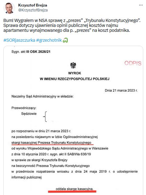 Brejza wygrał z Pawłowicz