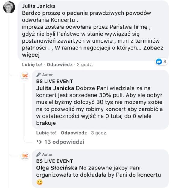 Rozmowa organizatora koncertu Piaska z Julitą Janicką, menadżerką artysty