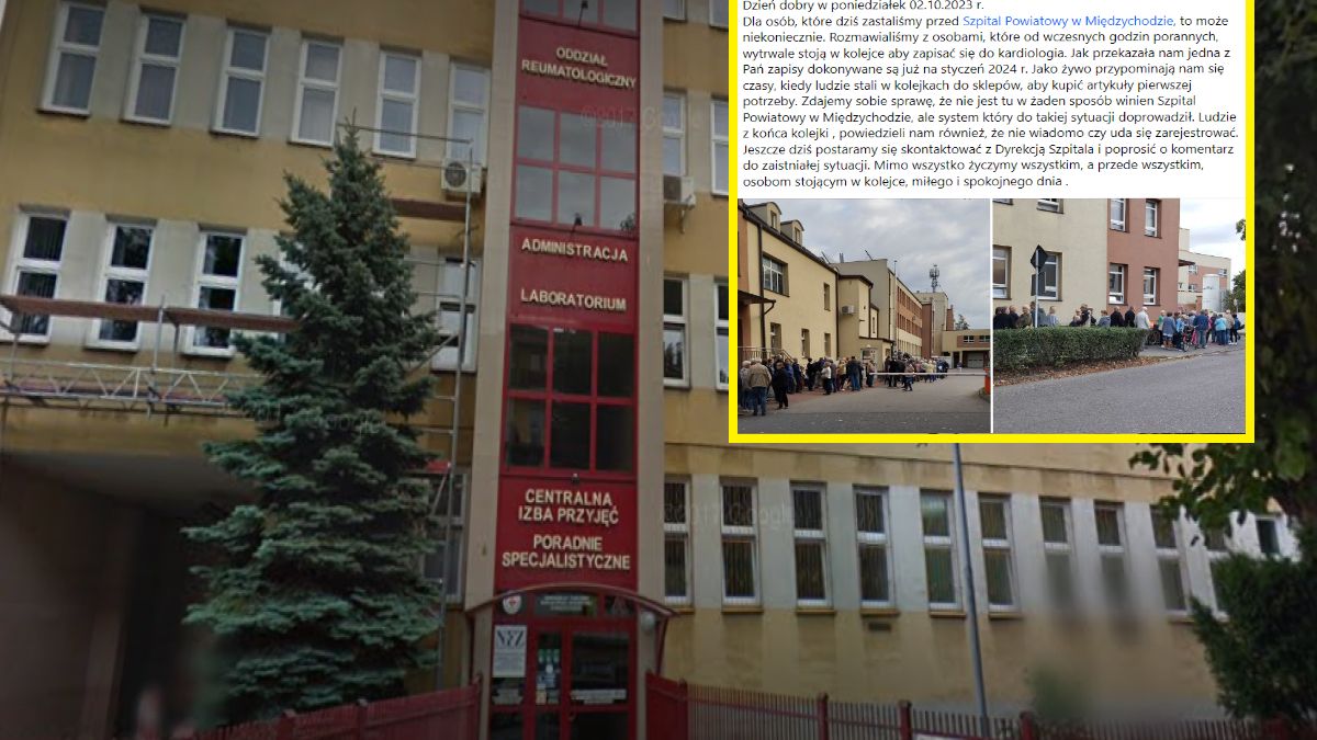 Przed szpitalem w Międzychodzie utworzyła się gigantyczna kolejka