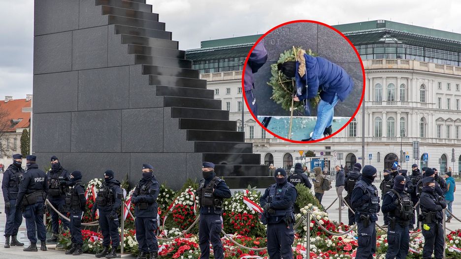 Parlamentarzystka zerwała tabliczkę z wieńca