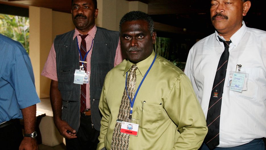 Premier Wysp Salomona, Manasseh Sogavare, odpowiedział oburzeniem na reakcję świata, dotyczącą wycieku projektu umowy z Chinami (Photo by Fairfax Media via Getty Images/Fairfax Media via Getty Images via Getty Images)