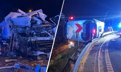 Najpierw przewrócił się autokar. Potem tir uderzył w wóz strażacki