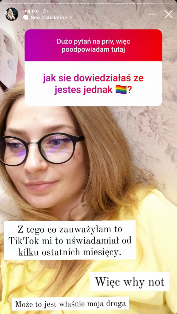 Najjjka o swojej orientacji z tiktoka