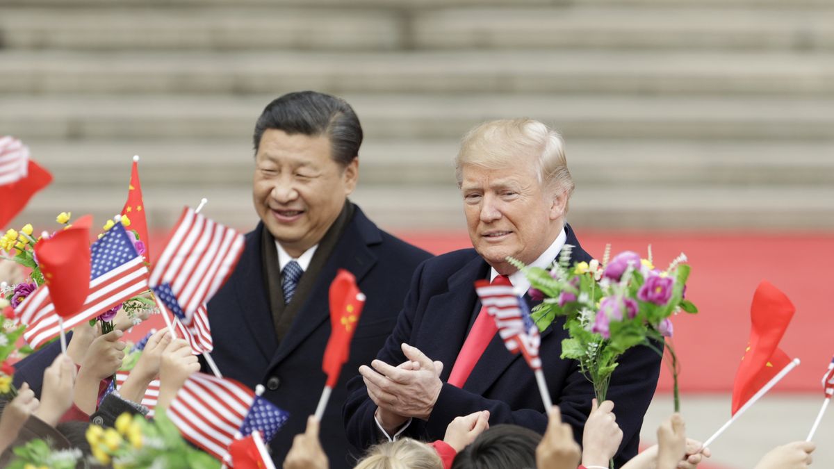 File:The Best Of U.S. President Donald Trump
FILE: Bloomberg Best Of U.S. President Donald Trump 2017 - 2020: U.S. President Donald Trump, right, and Xi Jinping, China's president, greet attendees waving American and Chinese national flags during a welcome ceremony outside the Great Hall of the People in Beijing, China, on Thursday, Nov. 9, 2017. Our editors select the best archive images looking back at Trumps 4 year term from 2017 - 2020. Photographer: Qilai Shen/Bloomberg via Getty Images
Bloomberg
Government, U.S.A., Americas, 2017-2020, East Asian, File, USA, Chinese, United States of America, Asia, American, North American, Business Finance and Industry, Politics, Politics and Government, Donald Trump - US President, Business Finance and Industry, Politics, Politics and Government, Donald Trump - US President