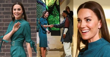 Kate Middleton w szmaragdowej sukni zadaje szyku na gali dla młodych projektantów (ZDJĘCIA)