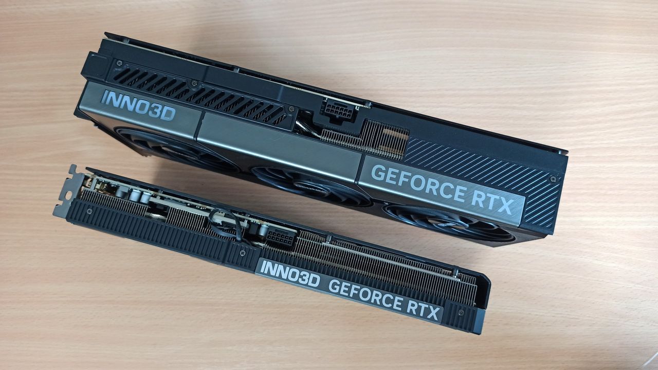 Porównanie gabarytów: RTX 5090 vs. RTX 5070 Ti.