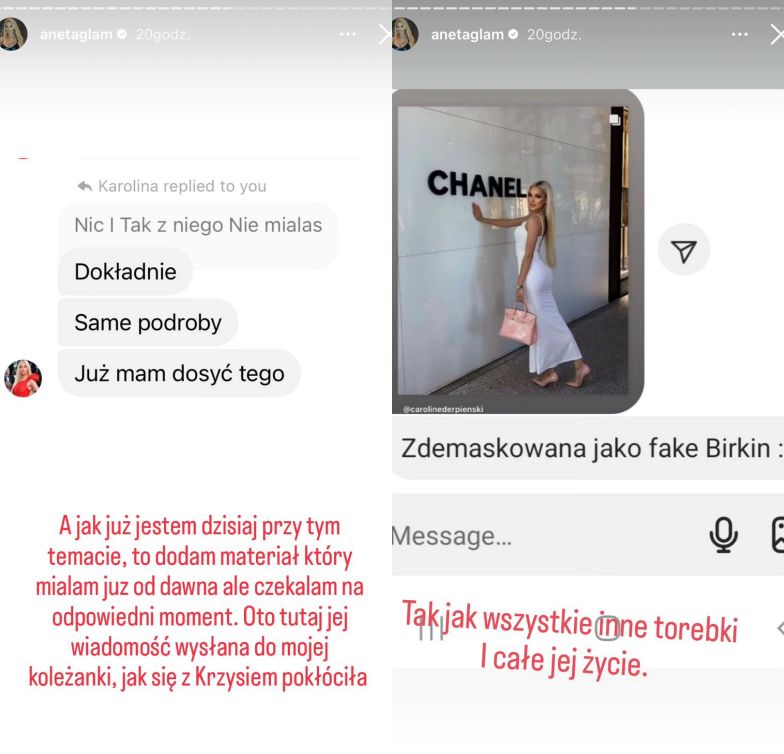 Aneta Glam uderza w Caroline Derpienski i jej ukochanego