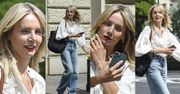 Odmieniona Agnieszka Woźniak-Starak wydyma usta i zarzuca blond grzywą na placu Trzech Krzyży (ZDJĘCIA)