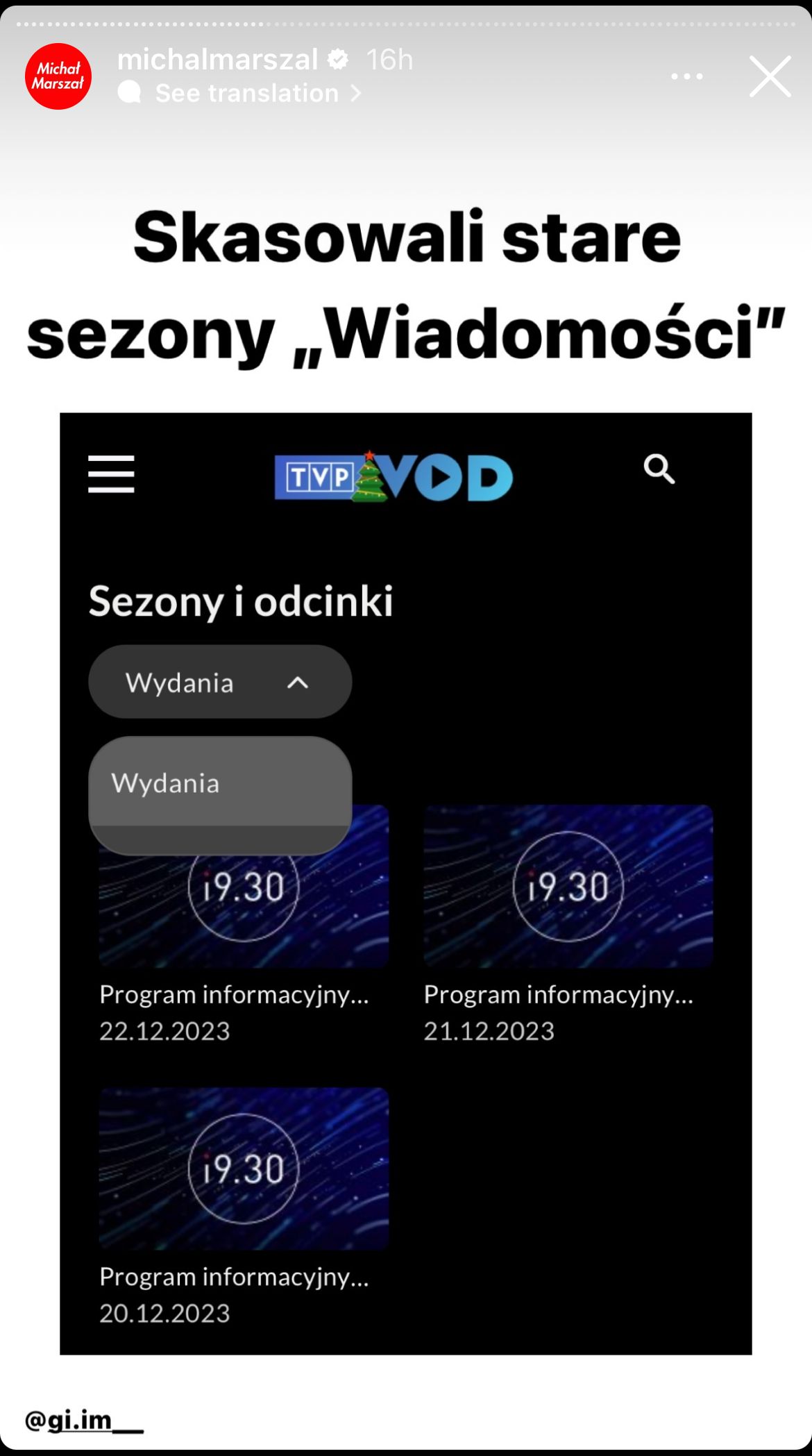 Poprzednich sezonów "Wiadomości" już nie obejrzymy na TVP VOD