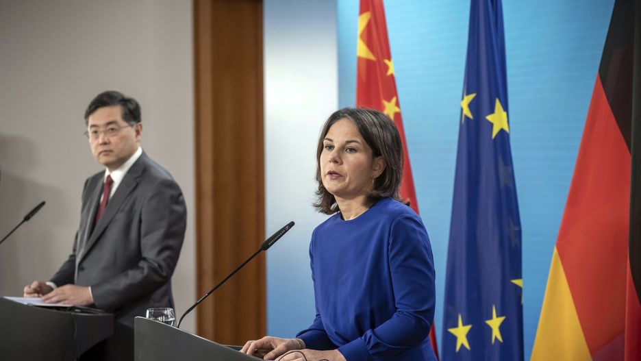 Temporary
Germany's Foreign Minister, Annalena Baerbock, right, and her counterpart, Qin Gang, Foreign Minister of China, attend a press conference after bilateral talks at the Federal Foreign Office in Berlin, Tuesday, May 9, 2023. (Michael Kappeler/Pool photo via AP)
Michael Kappeler