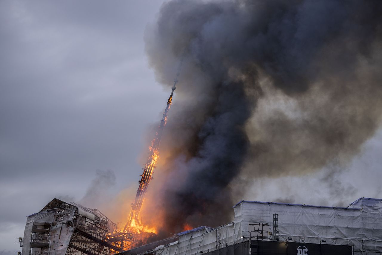 Fire ravages Copenhagen's 17th century Stock Exchange building