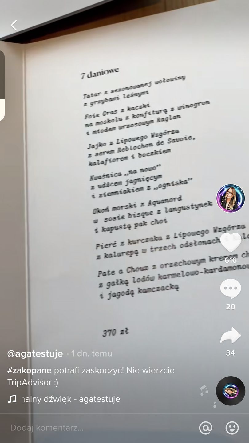 Menu degustacyjne 7-daniowe kosztowało 370 zł 