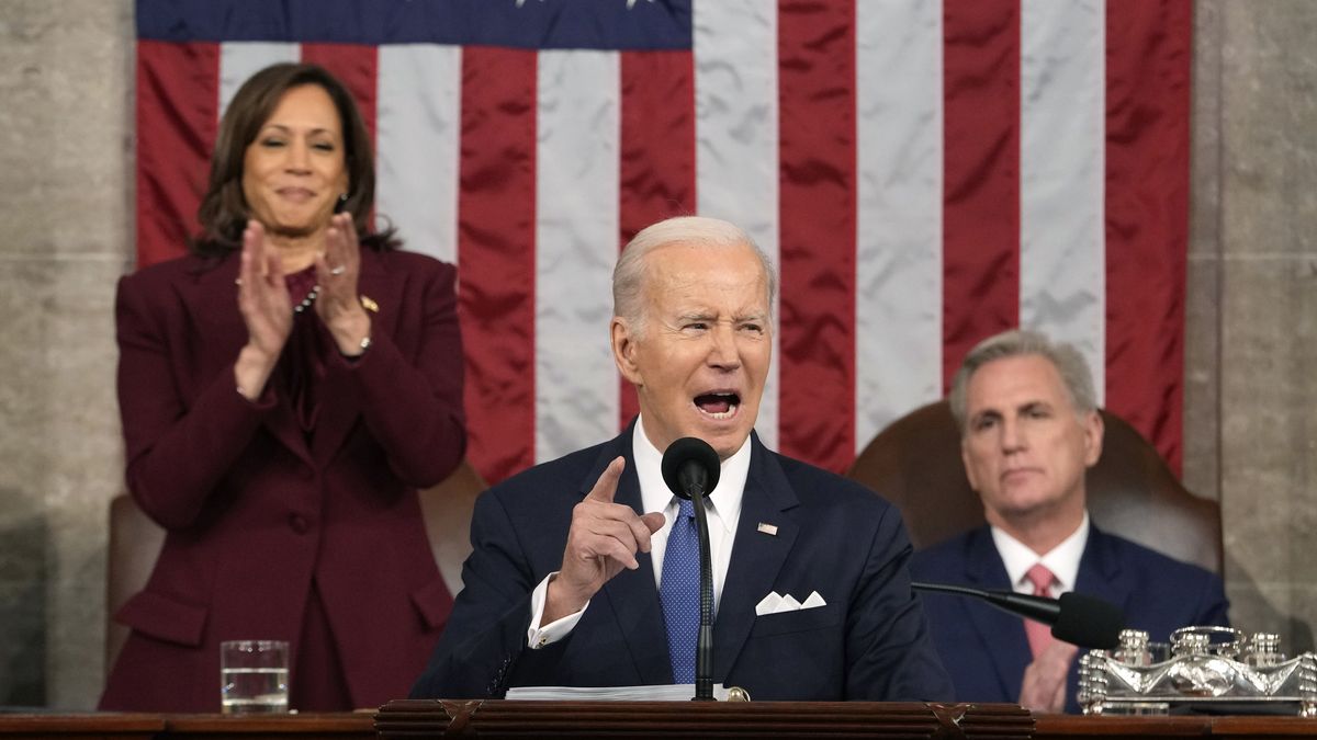 President Biden Delivers State Of The Union Address
US President Joe Biden speaks during a State of the Union address at the US Capitol in Washington, DC, US, on Tuesday, Feb. 7, 2023. Biden is speaking against the backdrop of renewed tensions with China and a brewing showdown with House Republicans over raising the federal debt ceiling. Photographer: Jacquelyn Martin/AP/Bloomberg via Getty Images
Bloomberg
u.s. government, 2023uspolitics, americas, us, state of the union, sotu, u.s.a., government news, united states of america, american, north american