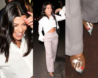 Kourtney Kardashian w zaparowanych butach z folii PCV