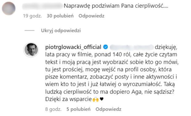 Piotr Głowacki odpowiada na komentarze widzów.