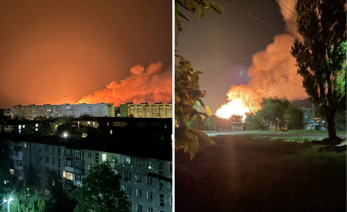 Pożar w Berdiańsku na zdjęciach użytkowników Telegrama