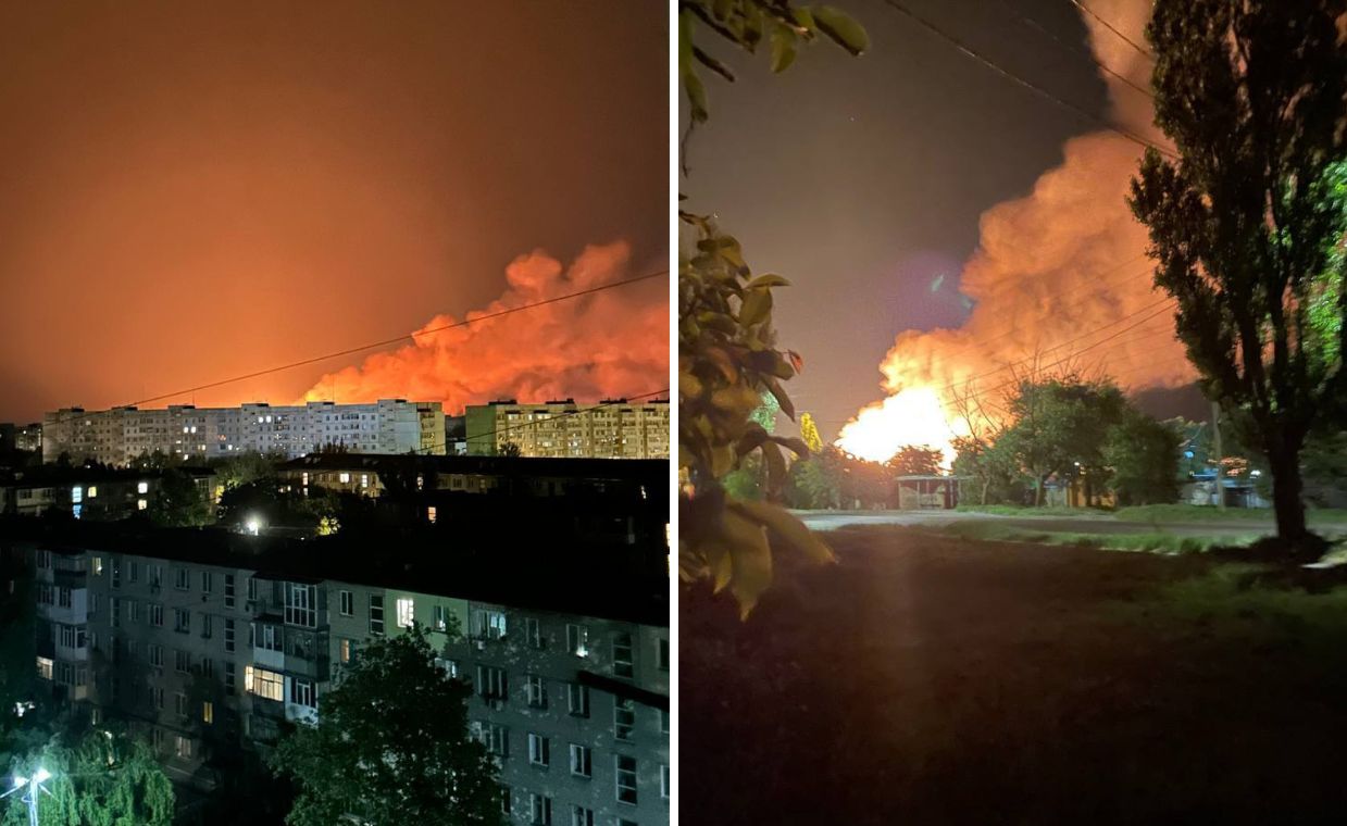 Pożar w Berdiańsku na zdjęciach użytkowników Telegrama