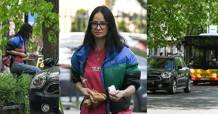 Beztroska Viola Kołakowska parkuje auto na przystanku, po czym leci do spożywczaka (ZDJĘCIA)