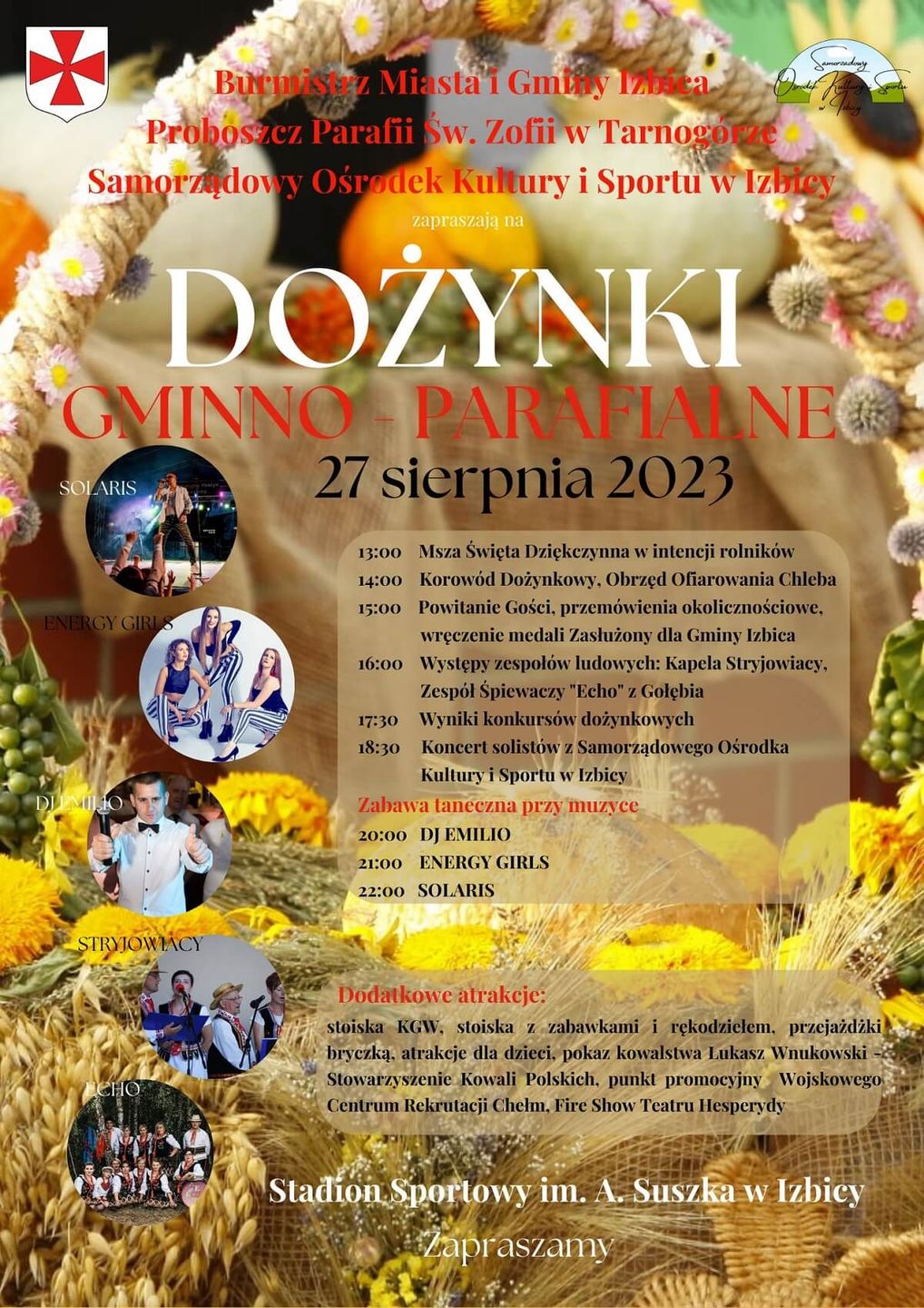 Dożynki w Izbicy 2023 - plakat, program wydarzenia