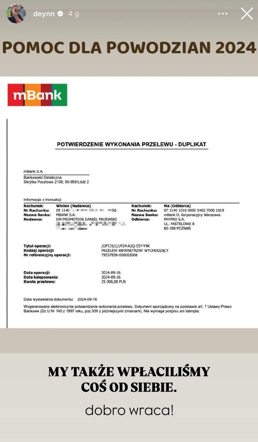 Deynn i Majewski wsparli powodzian