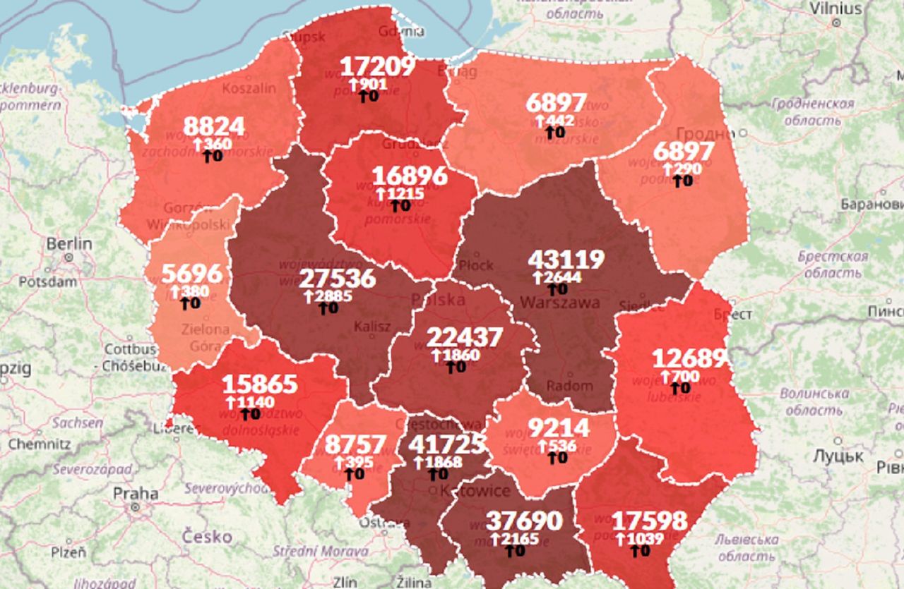 Koronawirus w Polsce. Rekord zakażeń. 18 820 nowych przypadków. Zmarło 236 osób [Mapa] - Koronawirus w Polsce. Mapa zakażeń