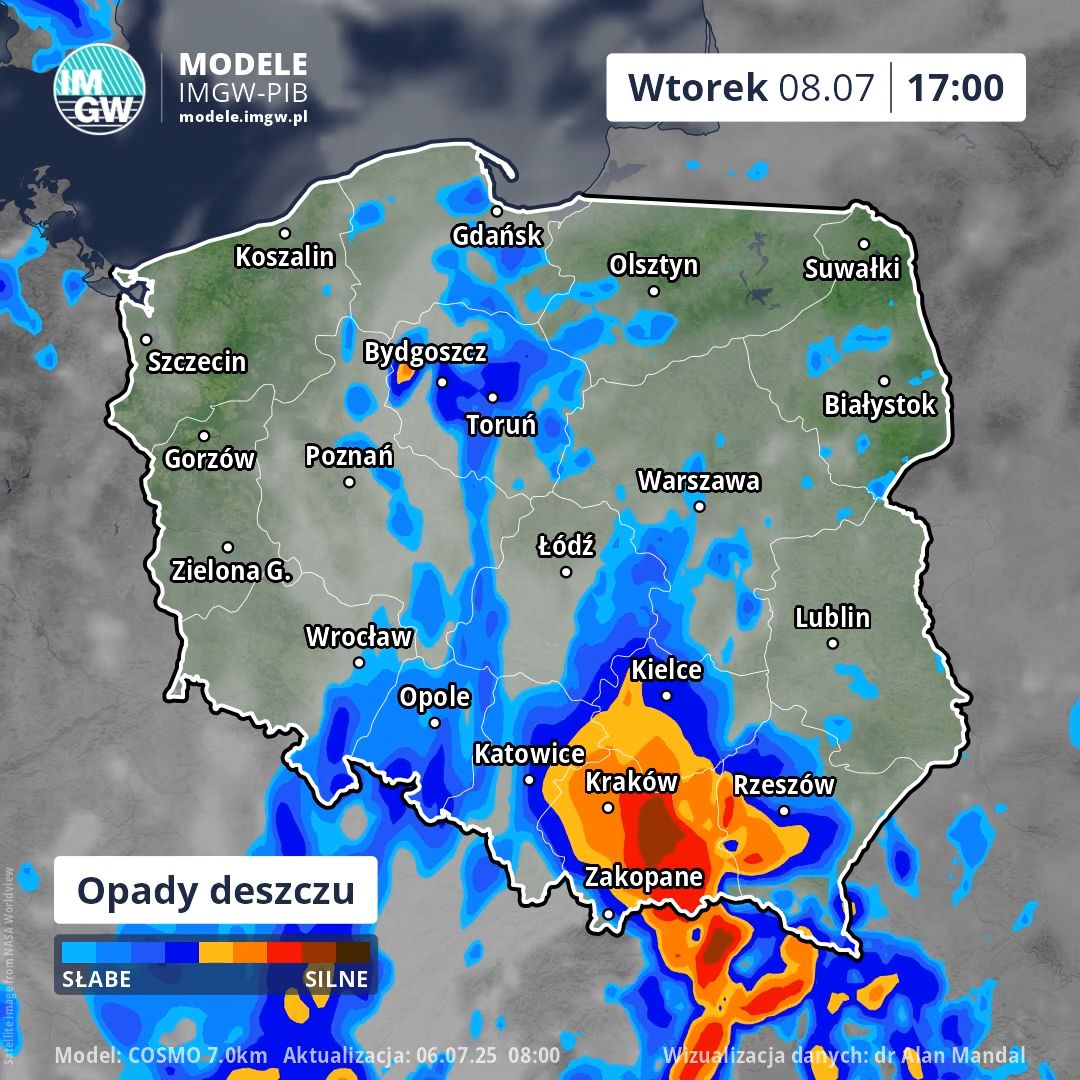 Wtorek będzie deszczowy.