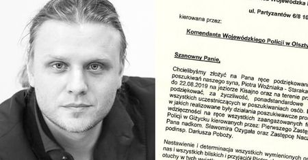 Rodzice Piotra Woźniaka-Staraka dziękują olsztyńskiej Policji za pomoc w poszukiwaniach syna