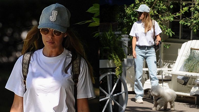 Ewa Chodakowska na spacerze z psem