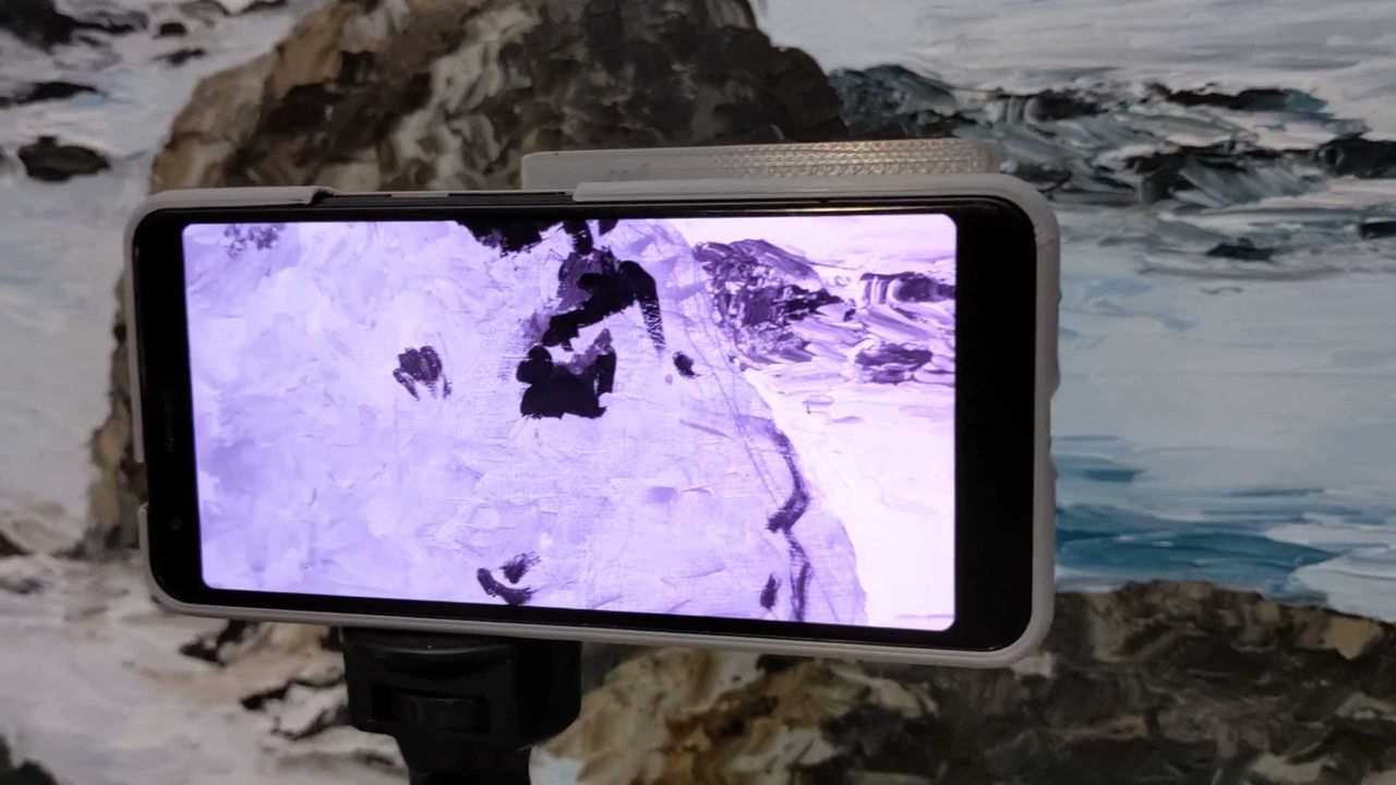 Smartfon Google Pixel 3A przerobiony na kamerę multispektralną.