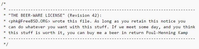 Tekst licencji beerware z 1987 roku