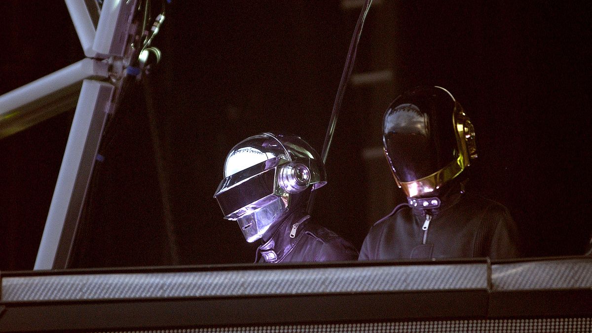 LONDON - JUNE 16: Daft Punk (Thomas Bangalter and Guy-Manuel de Homem-Christo) perform on the main stage during Day Three of the O2 Wireless Festival in Hyde Park on June 16, 2007 in London, England. (Photo by Jim Dyson/Getty Images)