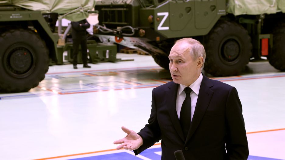 Putin Visits Saint PetersburgSAINT PETERSBURG, RUSSIA - JANUARY 18: (RUSSIA OUT) Russian President Vladimir Putin speaks as he meets with workers at the Obukhov State Plant, January 18, 2023 in Saint Petersburg, Russia.  (Photo by Contributor/Getty Images)Contributor