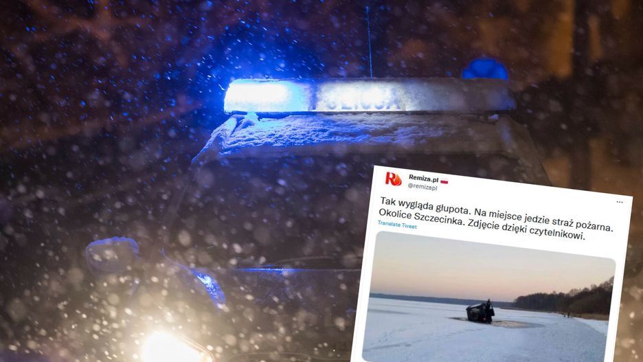 Wjechali terenówką na zamarźnięte jezioro 