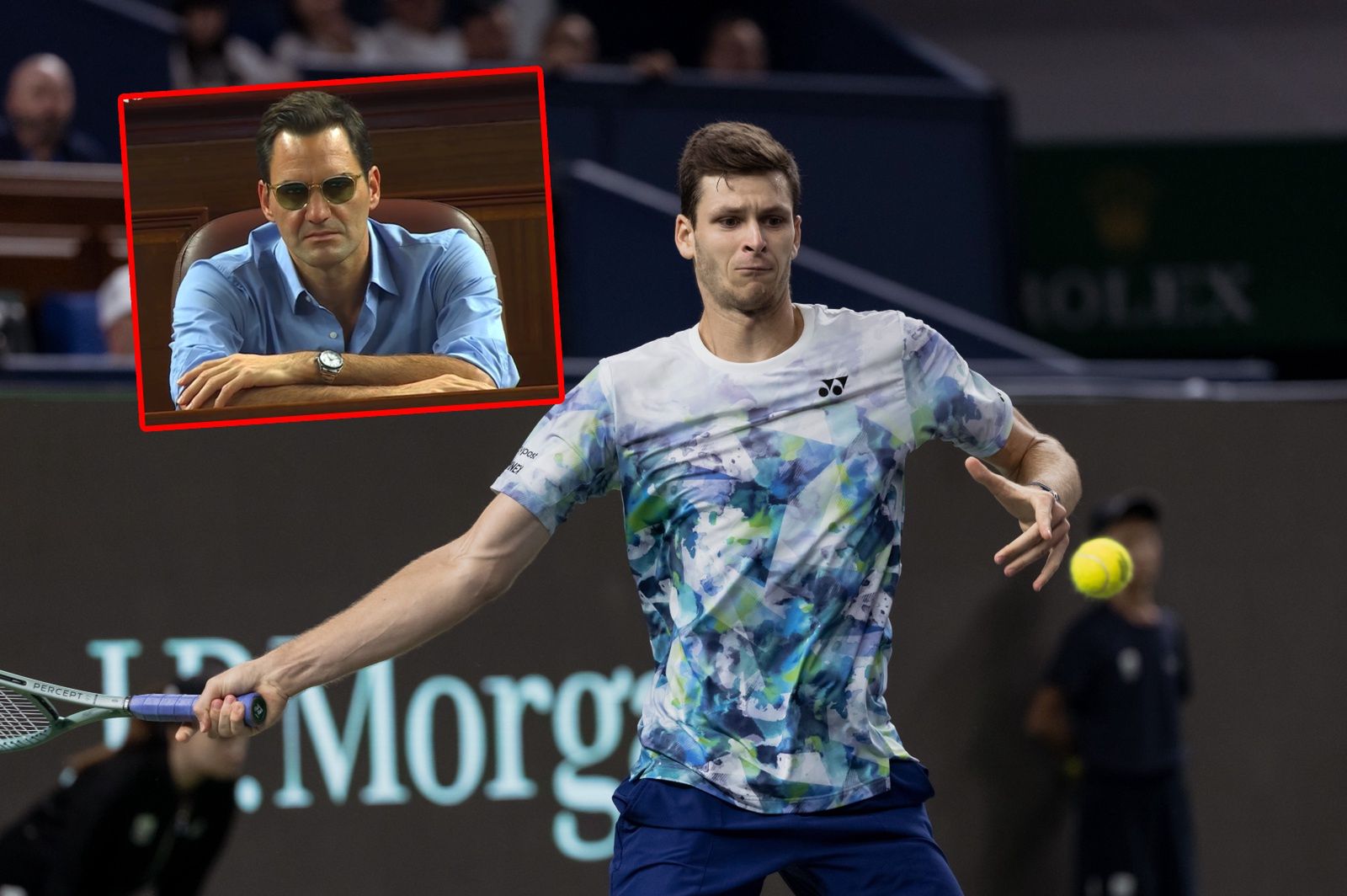 Roger Federer gościł na meczu Huberta Hurkacza