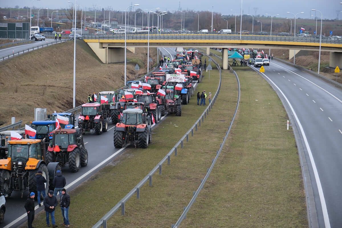 Protest rolników na obwodnicy Lublina - węzeł Lublin Tatary