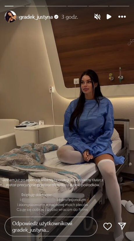 Justyna Gradek po zabiegu