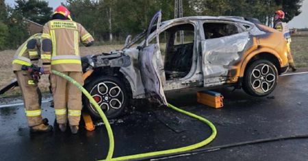 Elektryczny Mustang stanął w płomieniach. Tyle zostało z auta