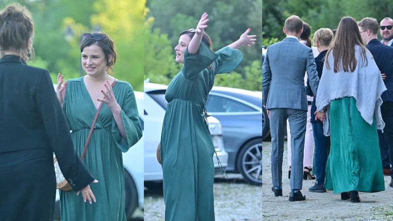 Para młoda i goście weselni na weselu Antka Królikowskiego i Joanny Opozdy