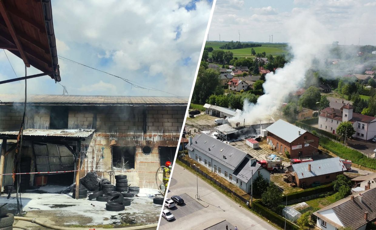 Wielki pożar w zakładzie regeneracji opon. W akcji blisko 100 strażaków