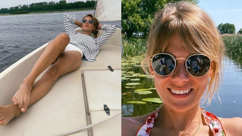 Marta Wierzbicka opala nogi na żaglówce