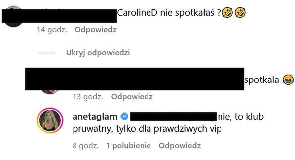 Aneta Glam atakuje Caroline Derpienski