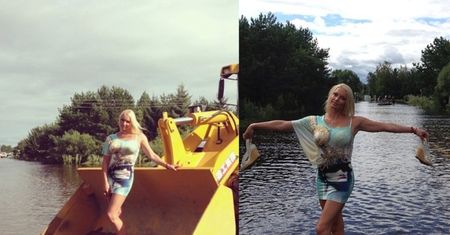 Rosyjska balerina pozuje... na tle powodzi (FOTO)