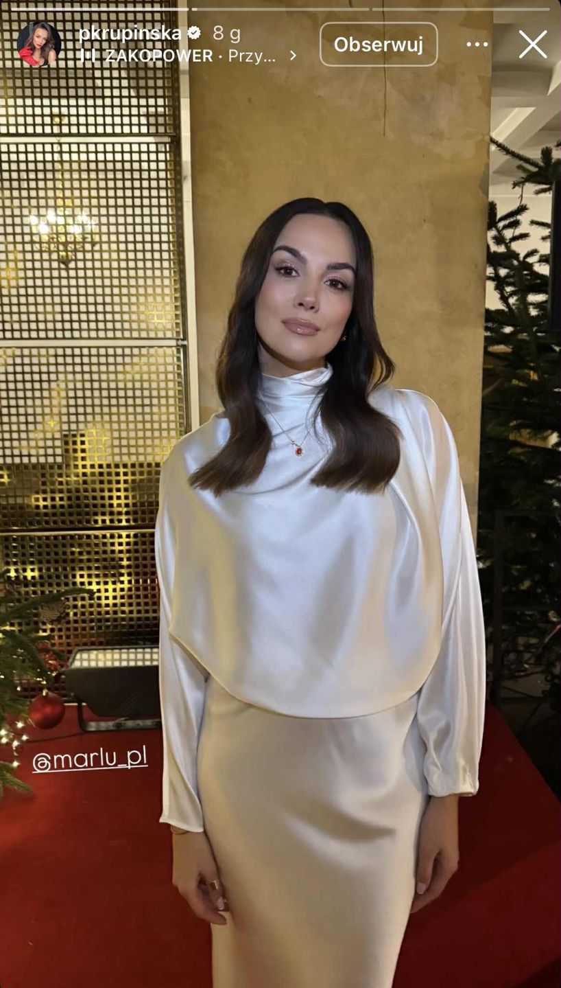 Paulina Krupińska w satynowej kreacji 