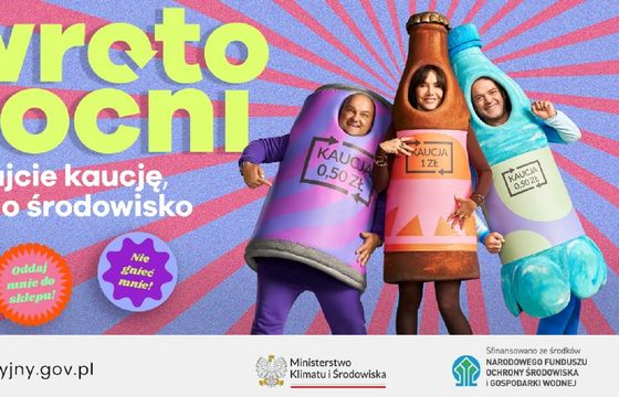 Olga Bołądź, Piotr Polak i Sebastian Stankiewicz jako butelki i puszka. To kampania promująca system kaucyjny