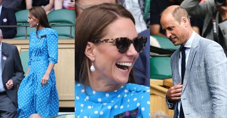 Wystrojona w grochy Kate Middleton i popielaty książę William dokazują na ćwierćfinale Wimbledonu (ZDJĘCIA)