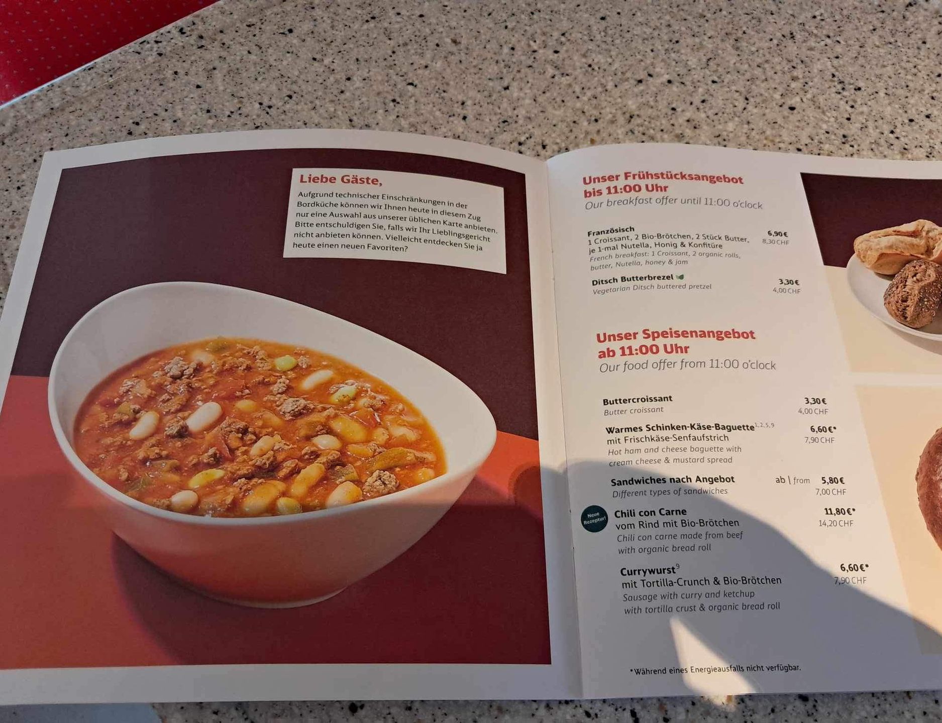 Ile kosztuje jedzenie w niemieckim pociągu?