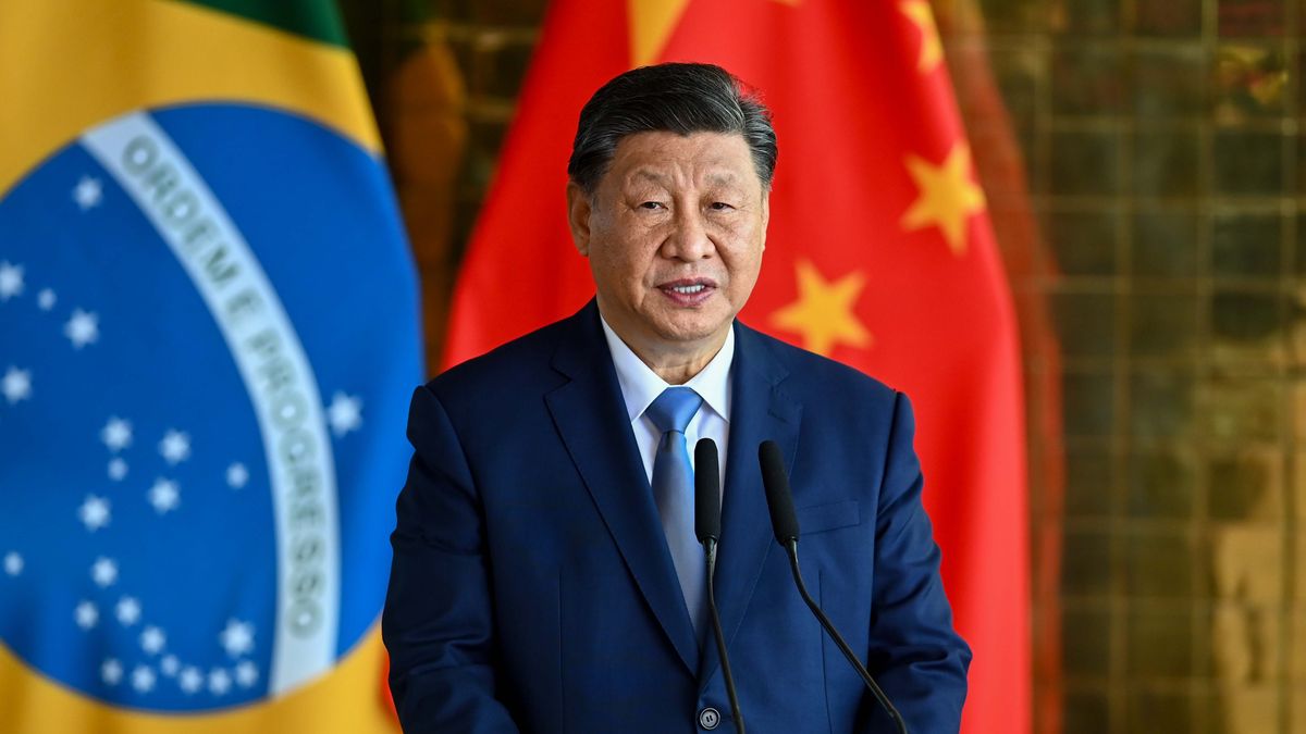Xi Jinping, China's president, during a news conference with Luiz Inacio Lula da Silva, Brazil's president, not pictured, at the Alvorada Palace in Brasilia, Brazil, on Wednesday, Nov. 20, 2024. In roughly a dozen meetings with world leaders over a week in South America, Xi repeatedly sought to win assurances that nations would uphold the international free trade system as US President-elect Donald Trump threatens to put 60% tariffs on Chinese goods. Photographer: Ton Molina/Bloomberg via Getty Images